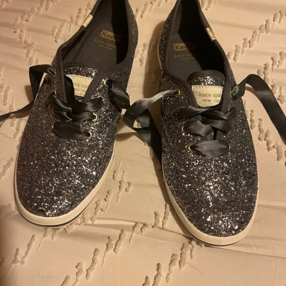 Kate Spade Glitter Sneakers - Silver and Black